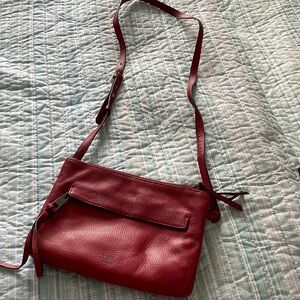 Vince Camuto red leather cross body bag